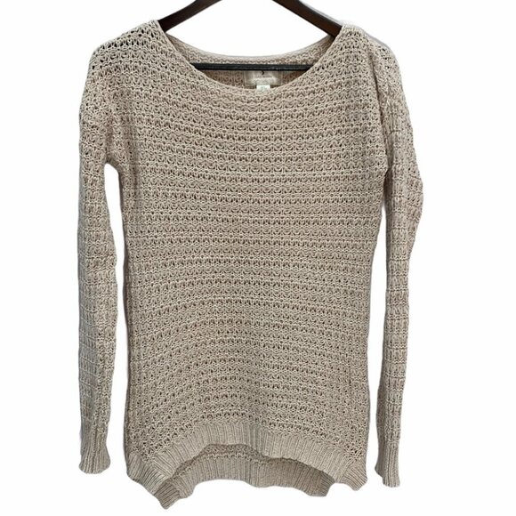 𝅺anthropologie💕ruby Moon Blush Open Weave Long Sleeve Sweater Size S - Picture 4 of 9